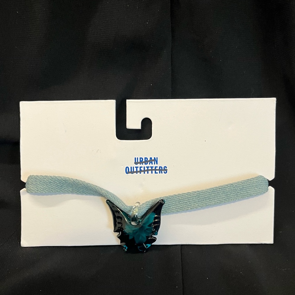 Urban Outfitters Denim strap Blue Butterfly Choker
